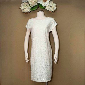 Lauren Ralph Lauren Floral Lace Overlay Dress in Cream size L